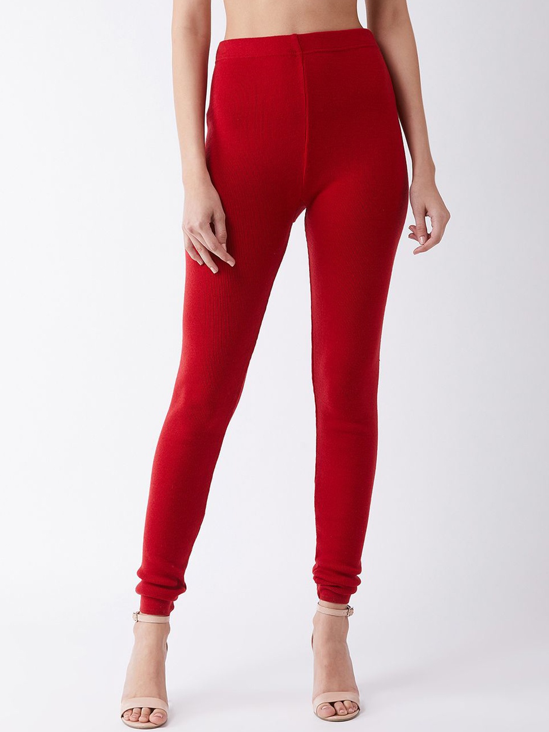 

RVK Women Slim fit Mid-Rise Churidar Leggings, Red