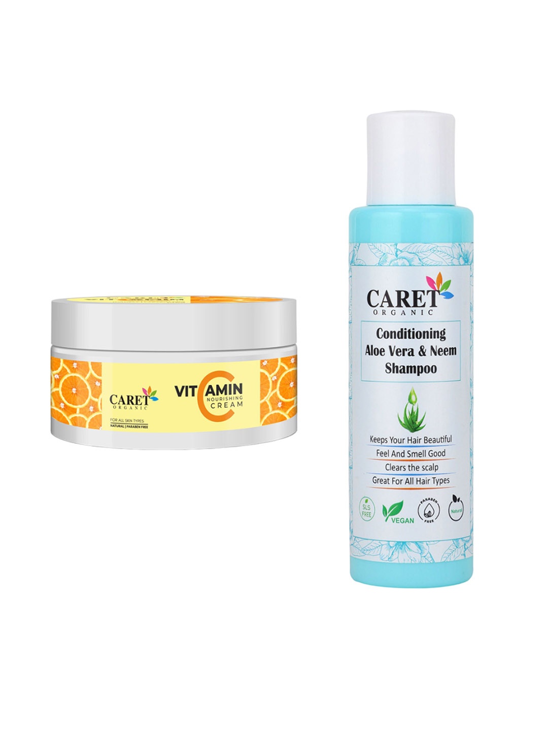 

CARET ORGANIC Aloe vera & Neem Shampoo-100 ml & Vitamin C Nourishing Cream Combo-50 g, White