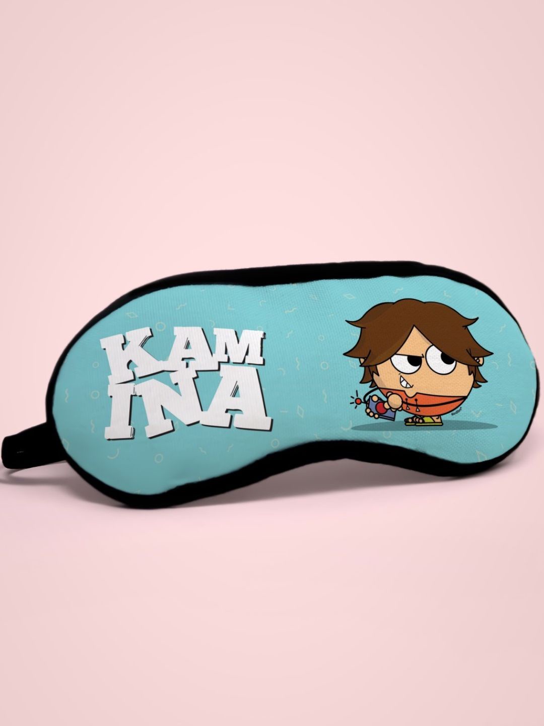 

Indigifts Unisex Satin Graphic Printed Eyemask Travel Accessory, Blue