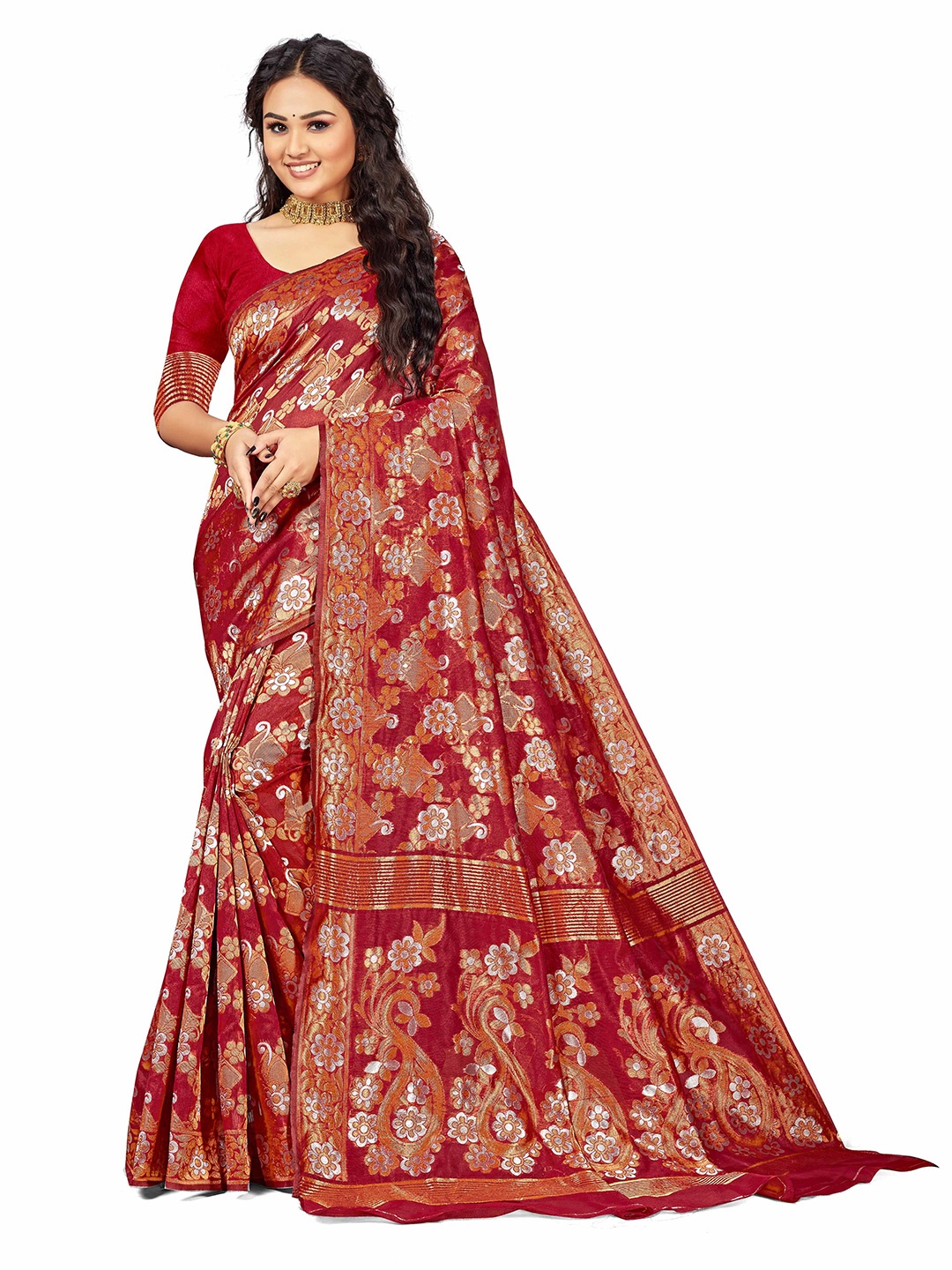 

Maroosh Ethnic Motifs Zari Saree, Maroon