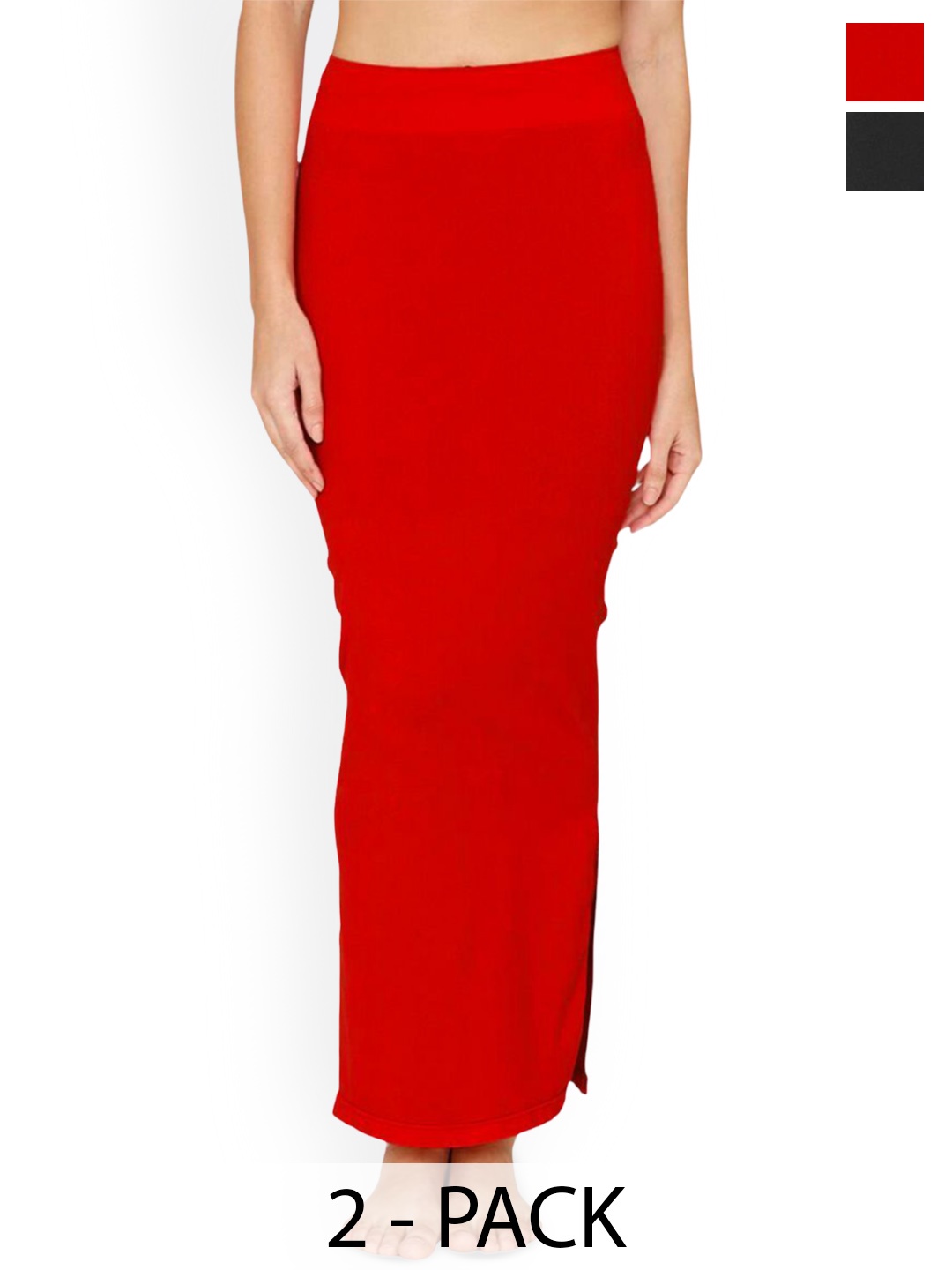 

CareDone Women Pack Of 2 Side Cut Straight Saree Shapewear, Red