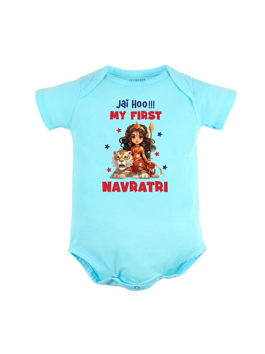 

FFLIRTYGO Infants Durga Puja & Navratri Special Printed Cotton Bodysuit, Turquoise blue