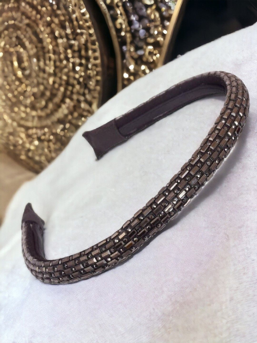 

fabula Women Crystal Embellished Thick Hairband, Black