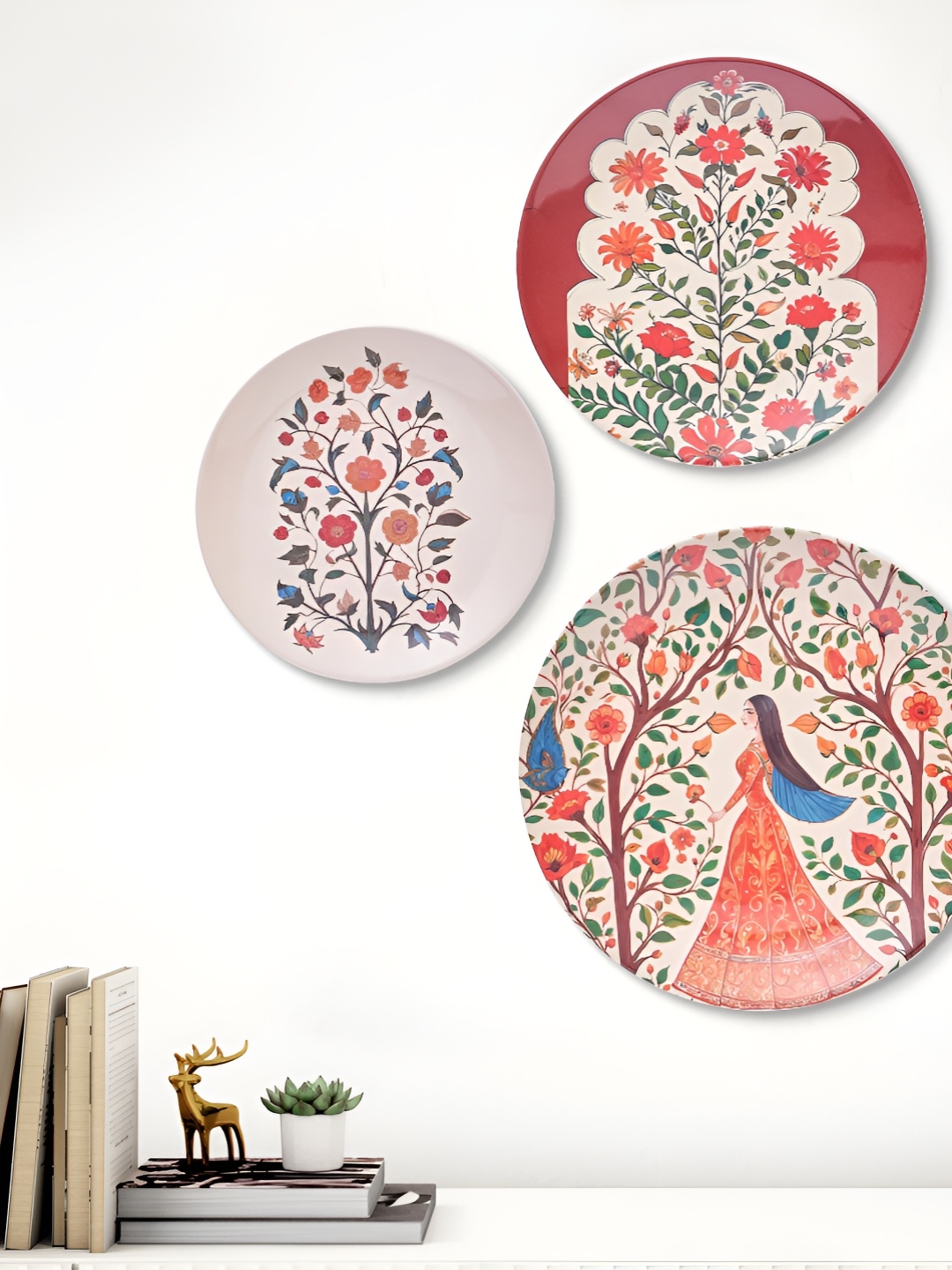 

Home Centre Artesia Regalo Peach & Green 3 Pieces Printed Wall Decor Plates