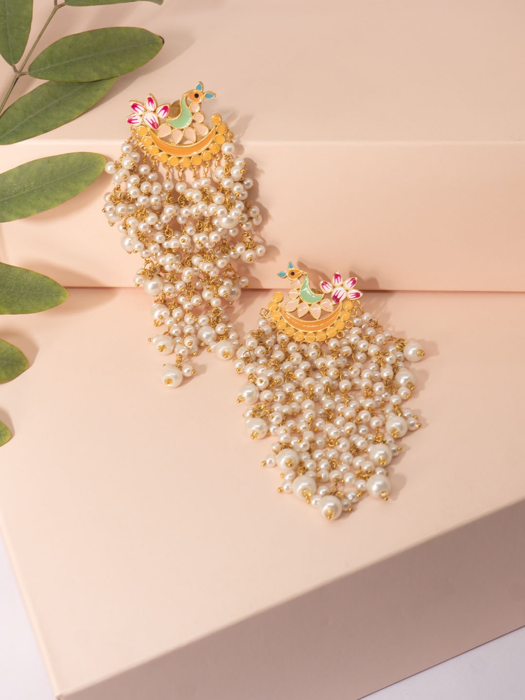 

Niscka Gold Plated Pearl Beaded Contemporary Drop Earrings