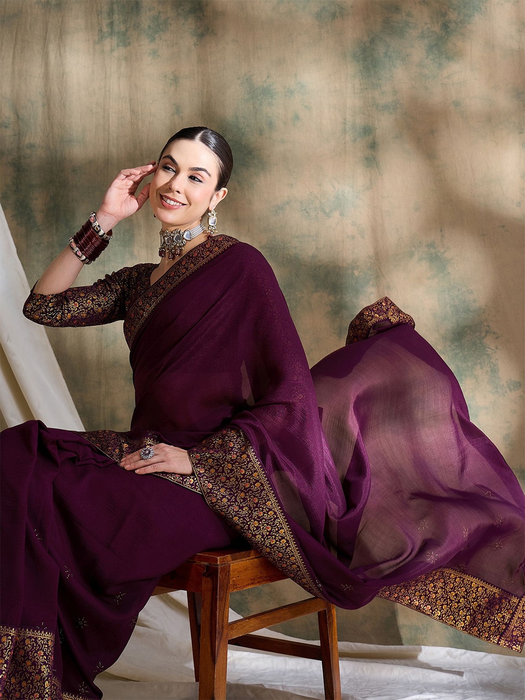 

Sangria Woven Design Kanjeevaram Saree, Purple