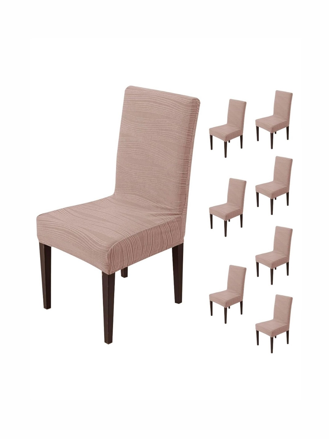 

HOUSE OF QUIRK Pink 8 Pieces Removable & Washable Short Dining Chair Cover