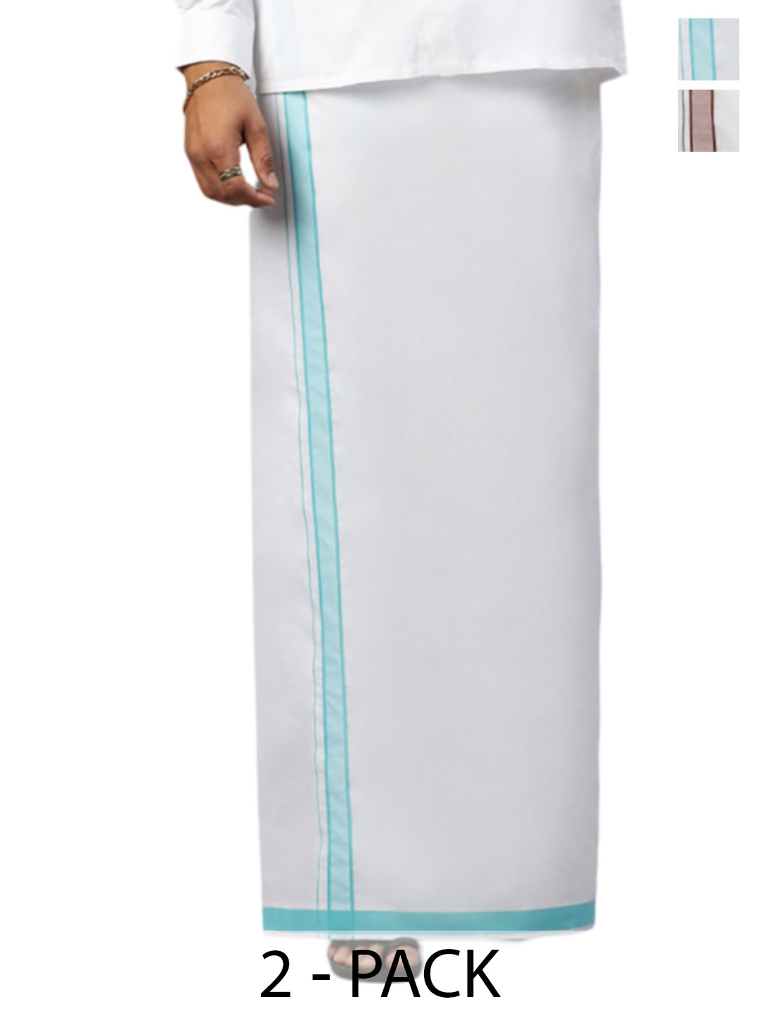 

Ramraj Men Pack Of 2 Fancy Border Dhotis, White