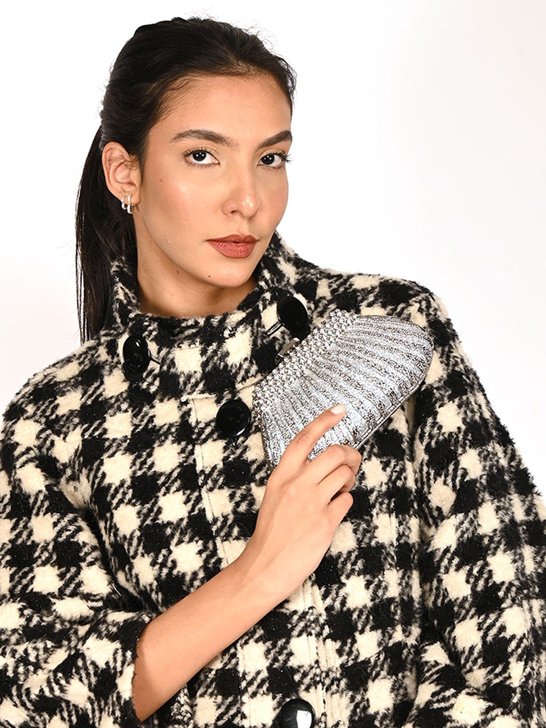 

ODETTE Embellished Purse Clutch, Silver