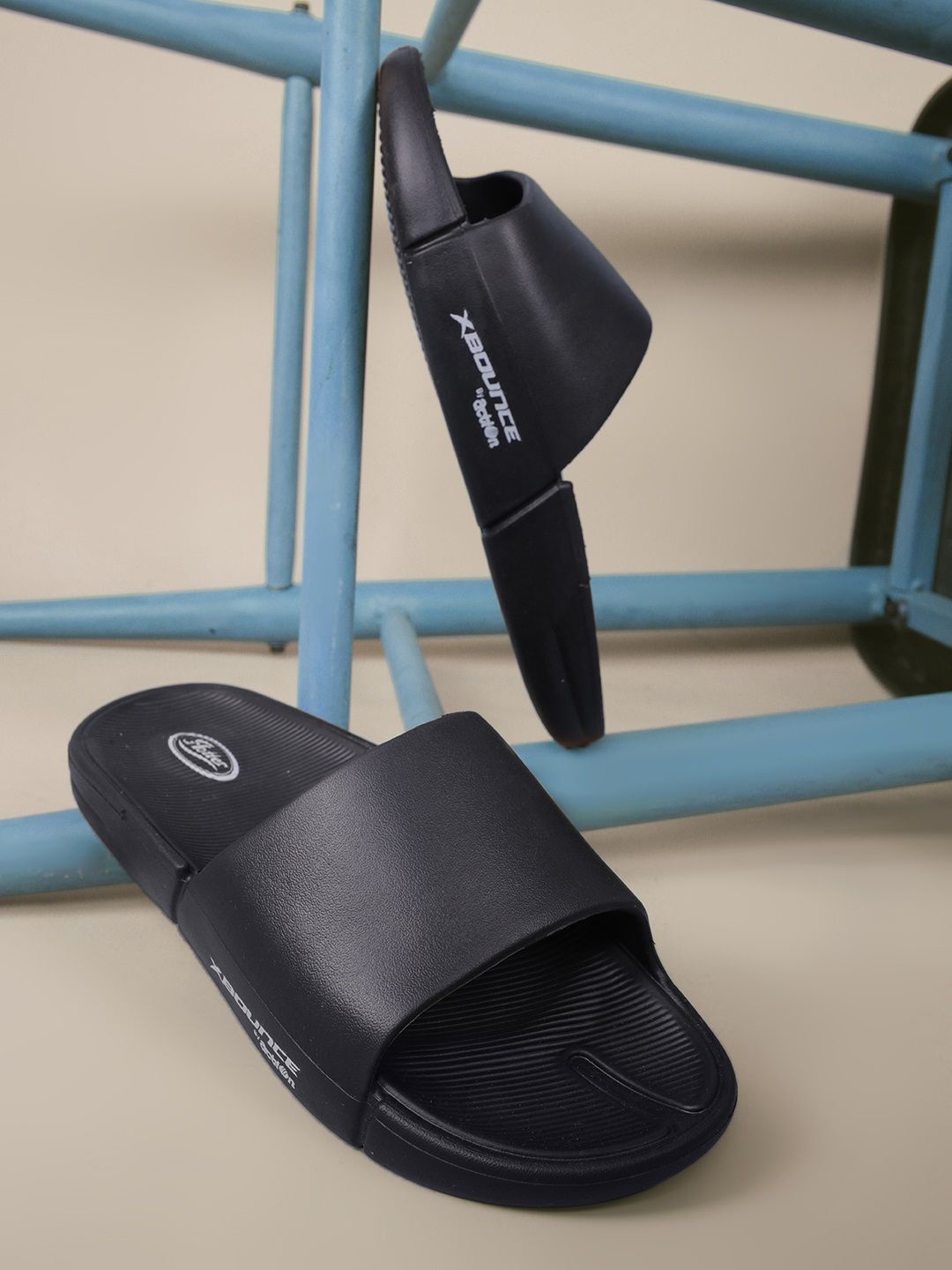 

Action Plus Men Solid Rubber Sliders, Black