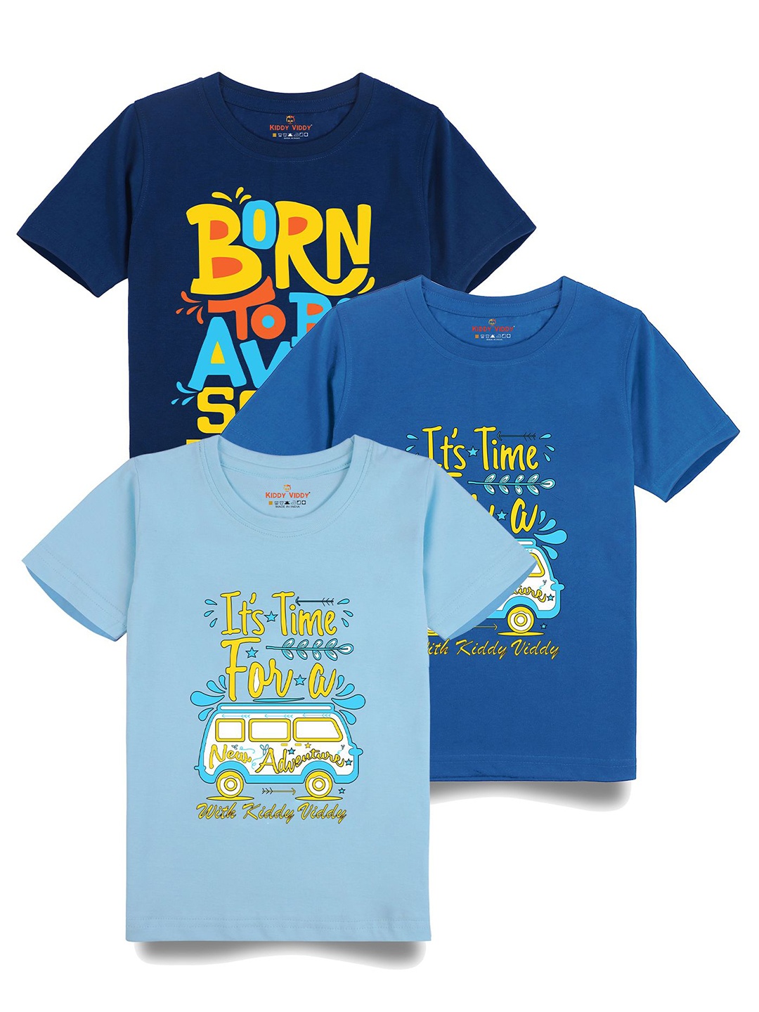 

AUSK Boys Pack Of 3 Graphic Printed Round Neck Cotton T-shirts, Sea green