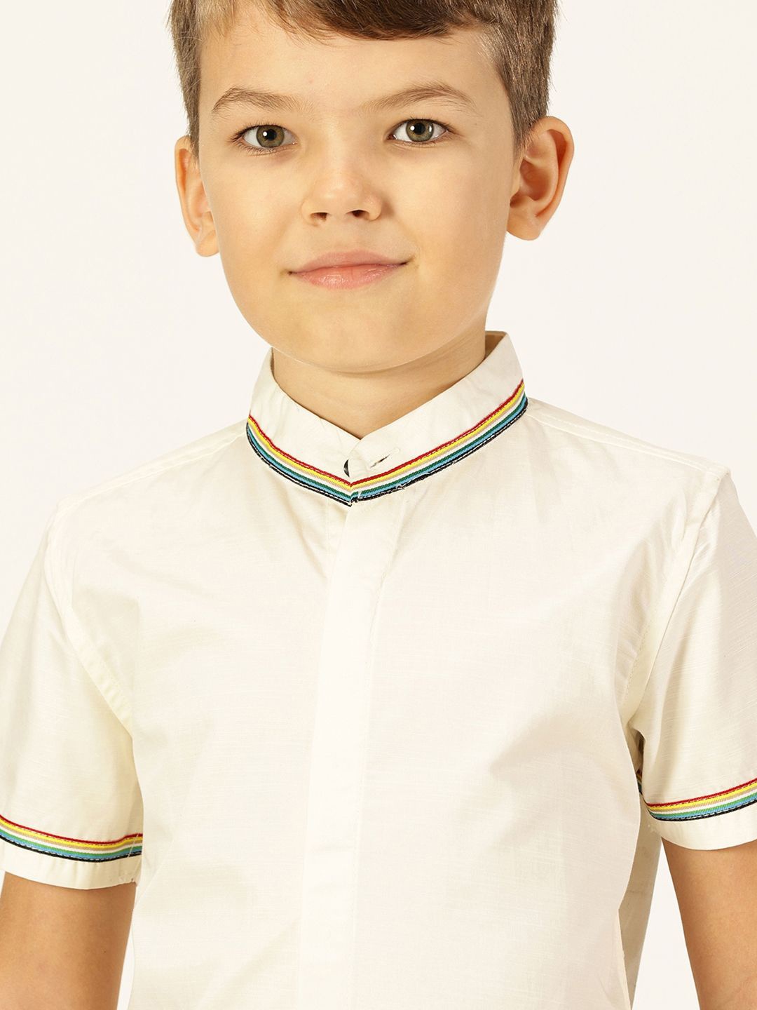 

Killer Boys Premium Band Collar Solid Cotton Casual Shirt, White
