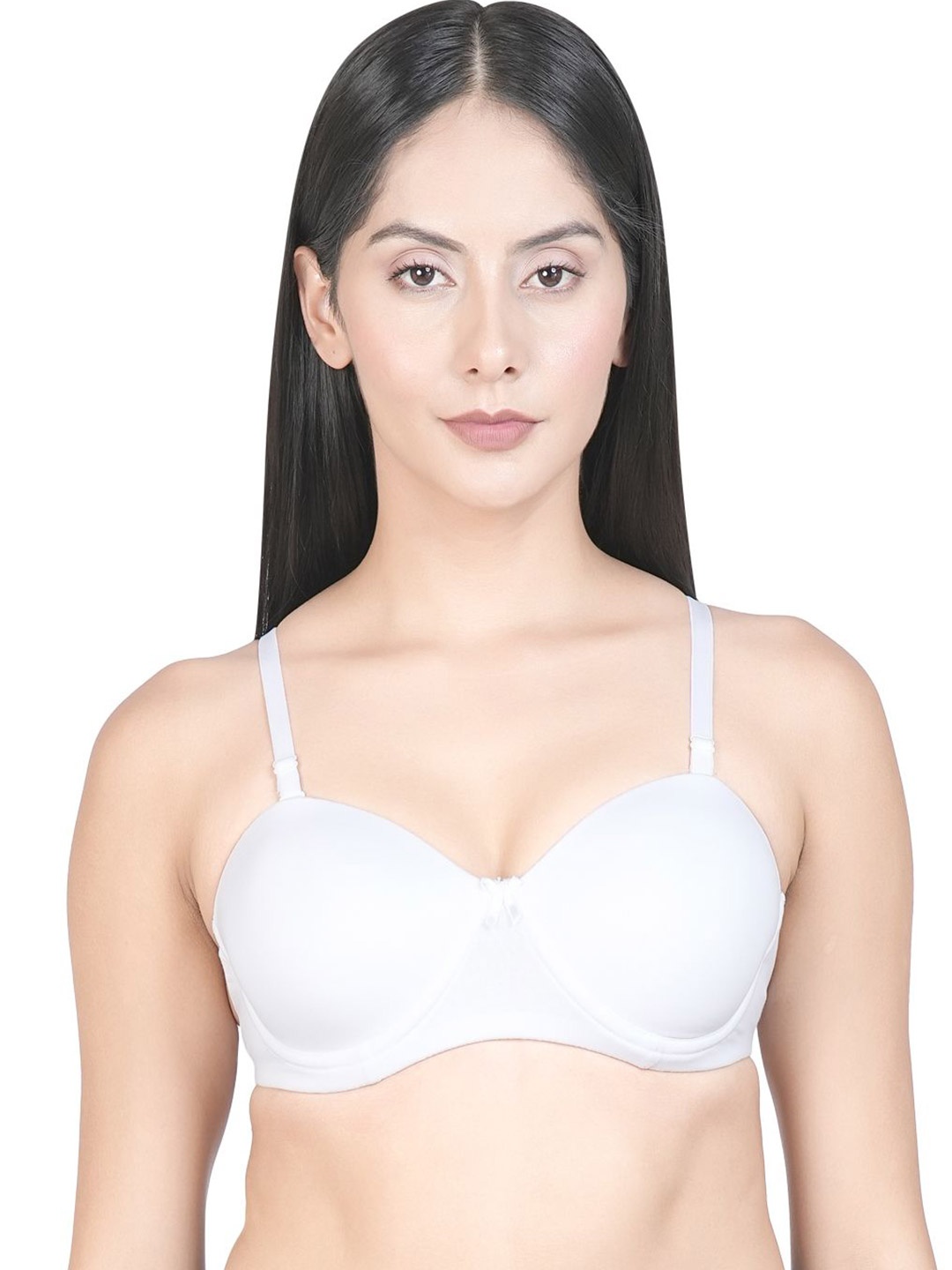 

Eve's Beauty Women Half Coverage Underwired Lightly Padded Bandeau Bra, White