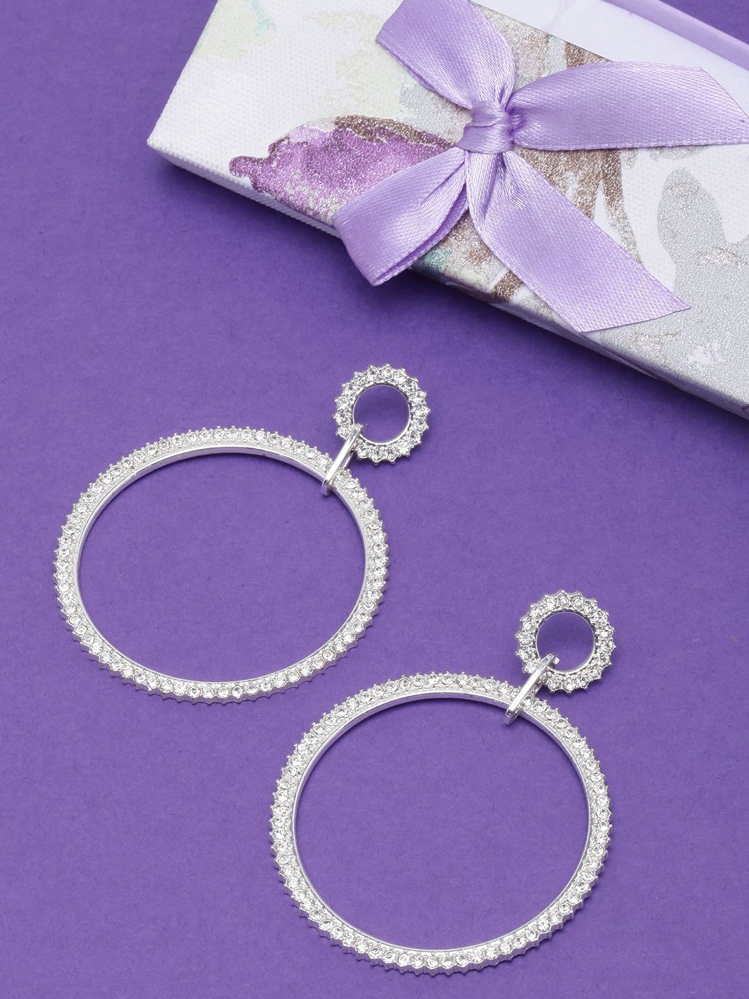 

KPOP Circular Drop Earrings, Silver