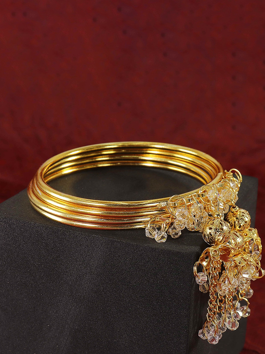 

LAVAZZA Set Of 4 Crystals-Studded Bangles, Gold