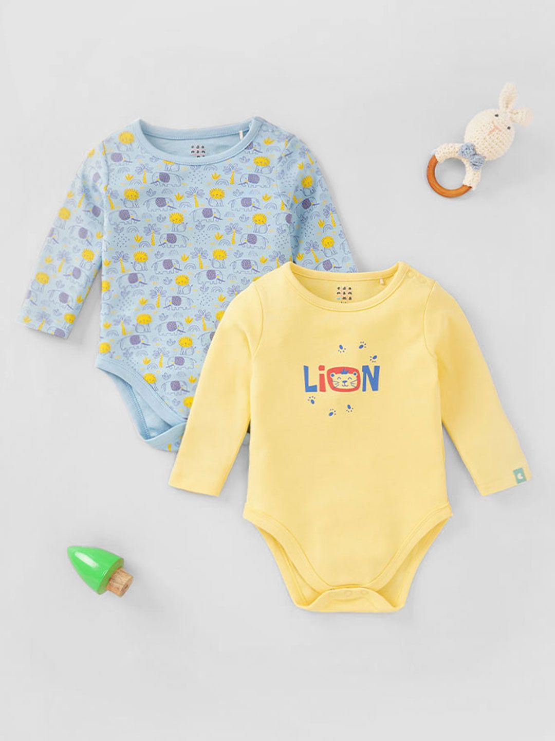 

Ed-a-Mamma Baby Boys Pack Of 2 Printed Bodysuit, Blue