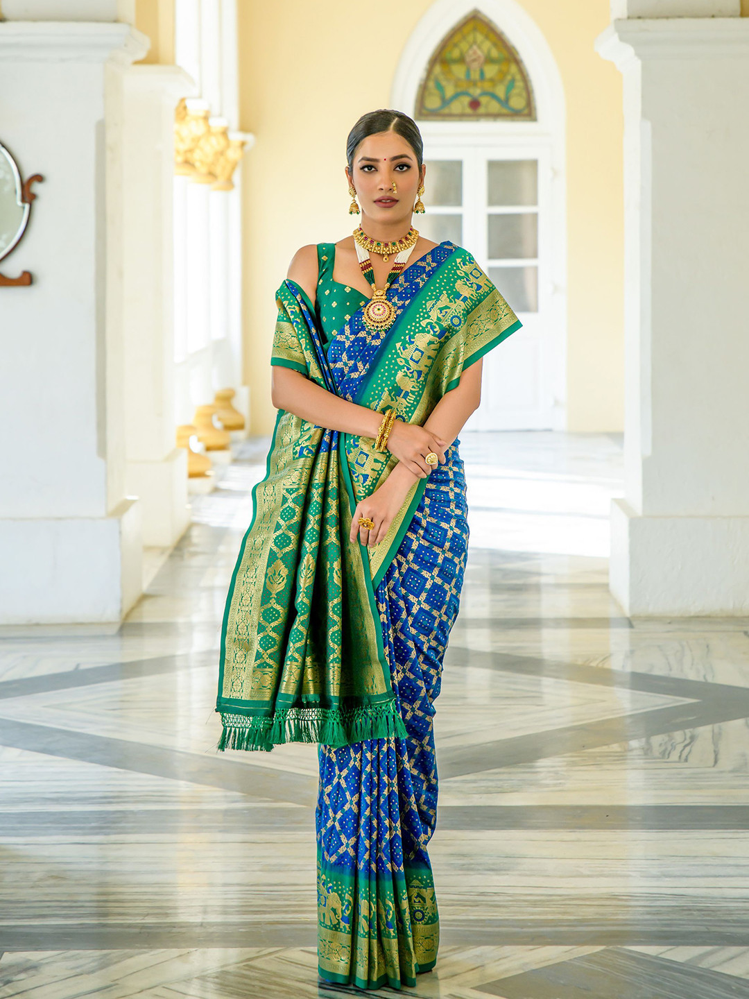 

Kandora Woven Design Zari Pure Silk Banarasi Saree, Blue