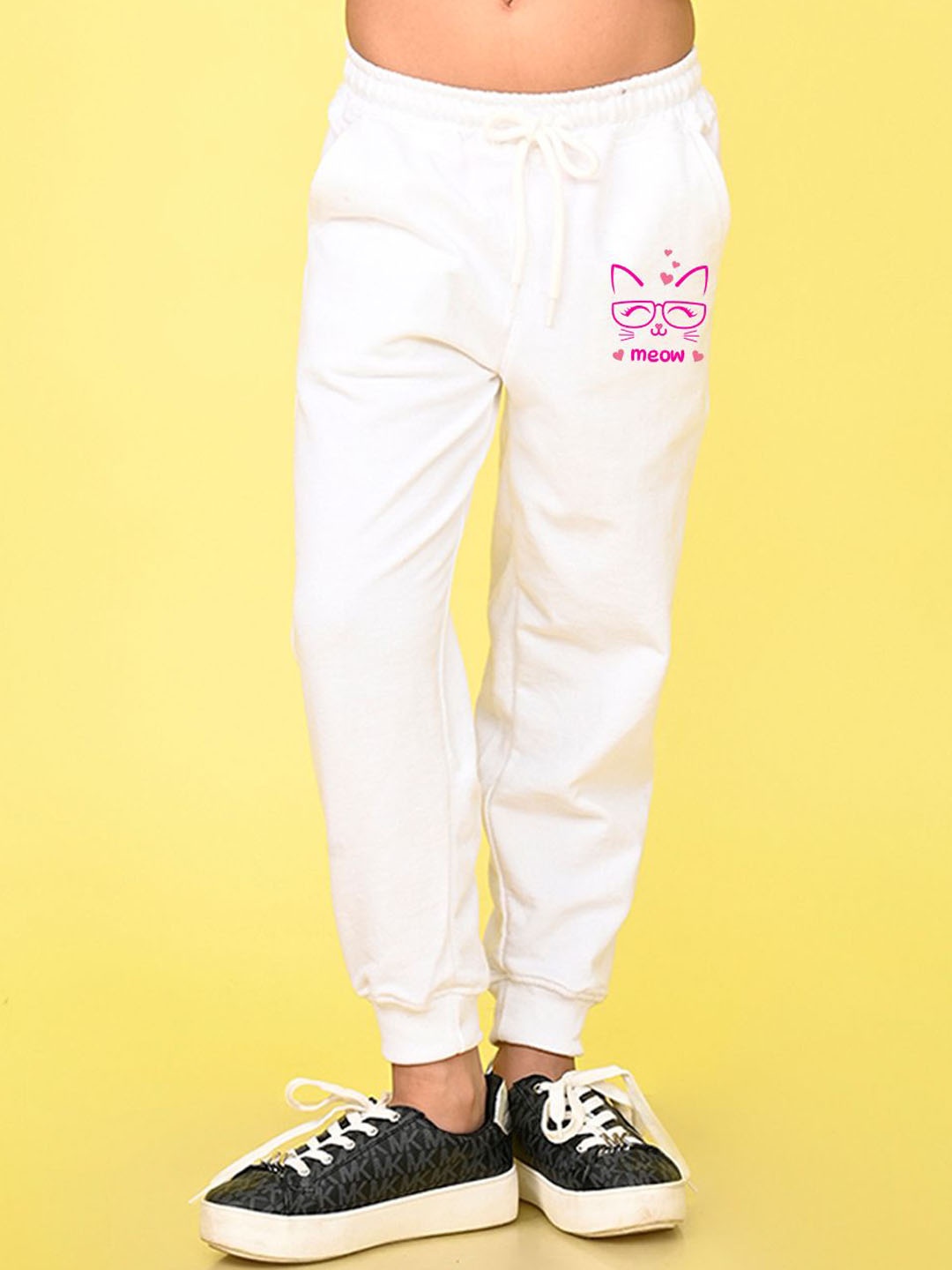 

NUSYL Girls Mid Rise Solid Joggers, White