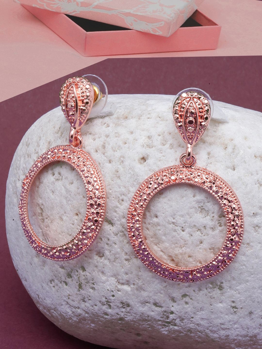 

KPOP Rose Gold-Plated Circular Drop Earrings