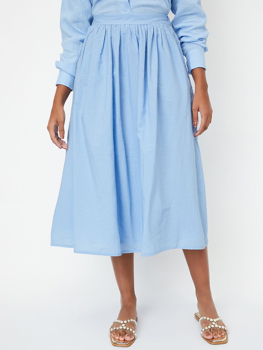 

max Midi-Length Flared Skirts, Blue