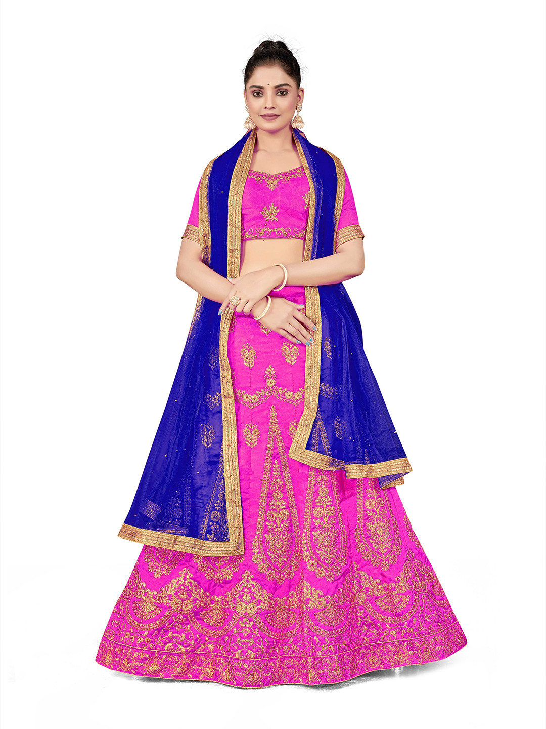 

Maroosh Embellished Thread Work Unstitched Lehenga & Blouse With Dupatta, Purple
