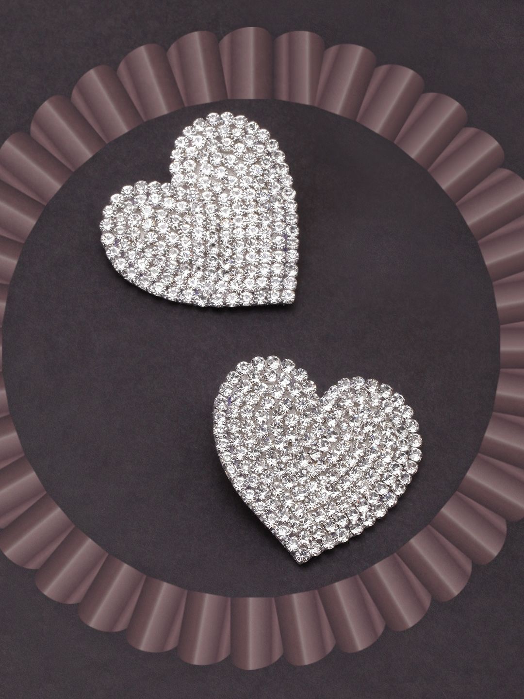 

KPOP Silver-Plated Heart Shaped Drop Rhinestone Studded Earrings