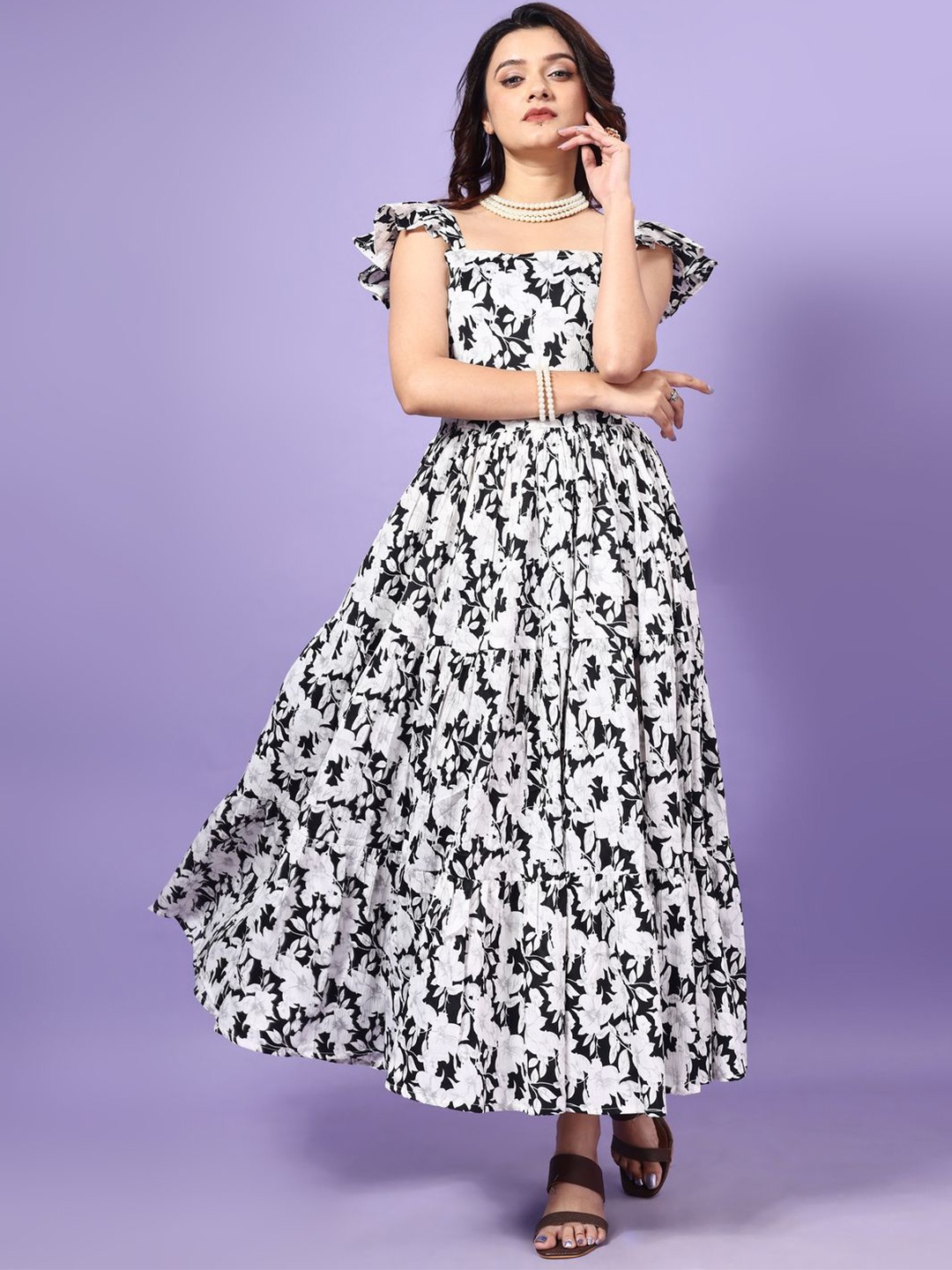 

Fashionuma Floral Printed Maxi Dress, Black