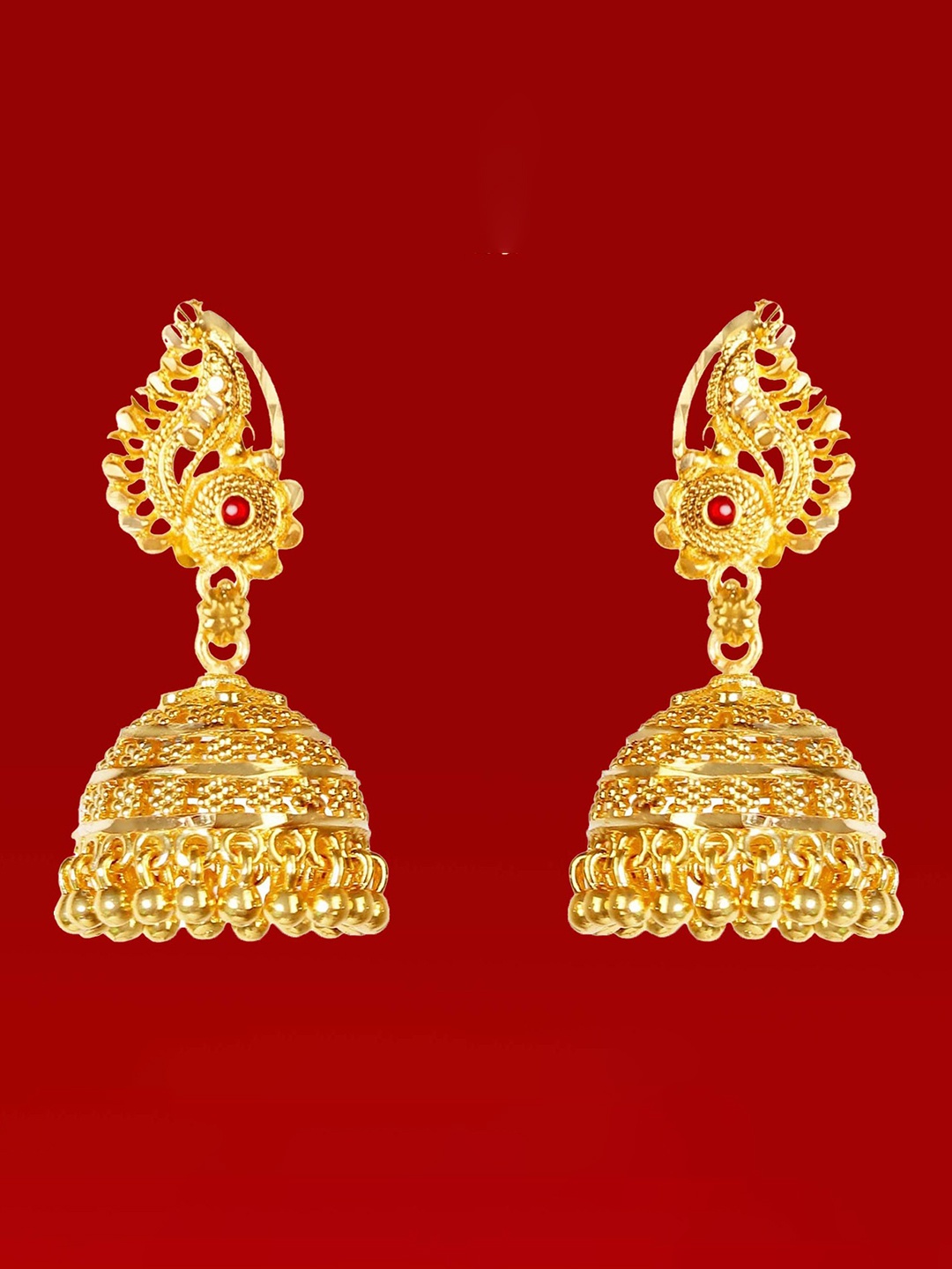 

Heer Collection Contemporary Jhumkas Earrings, Gold