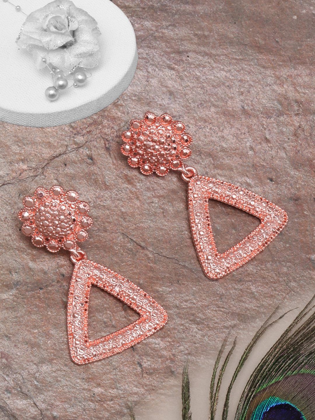 

KPOP Rose Gold-Plated Triangular Drop Earrings