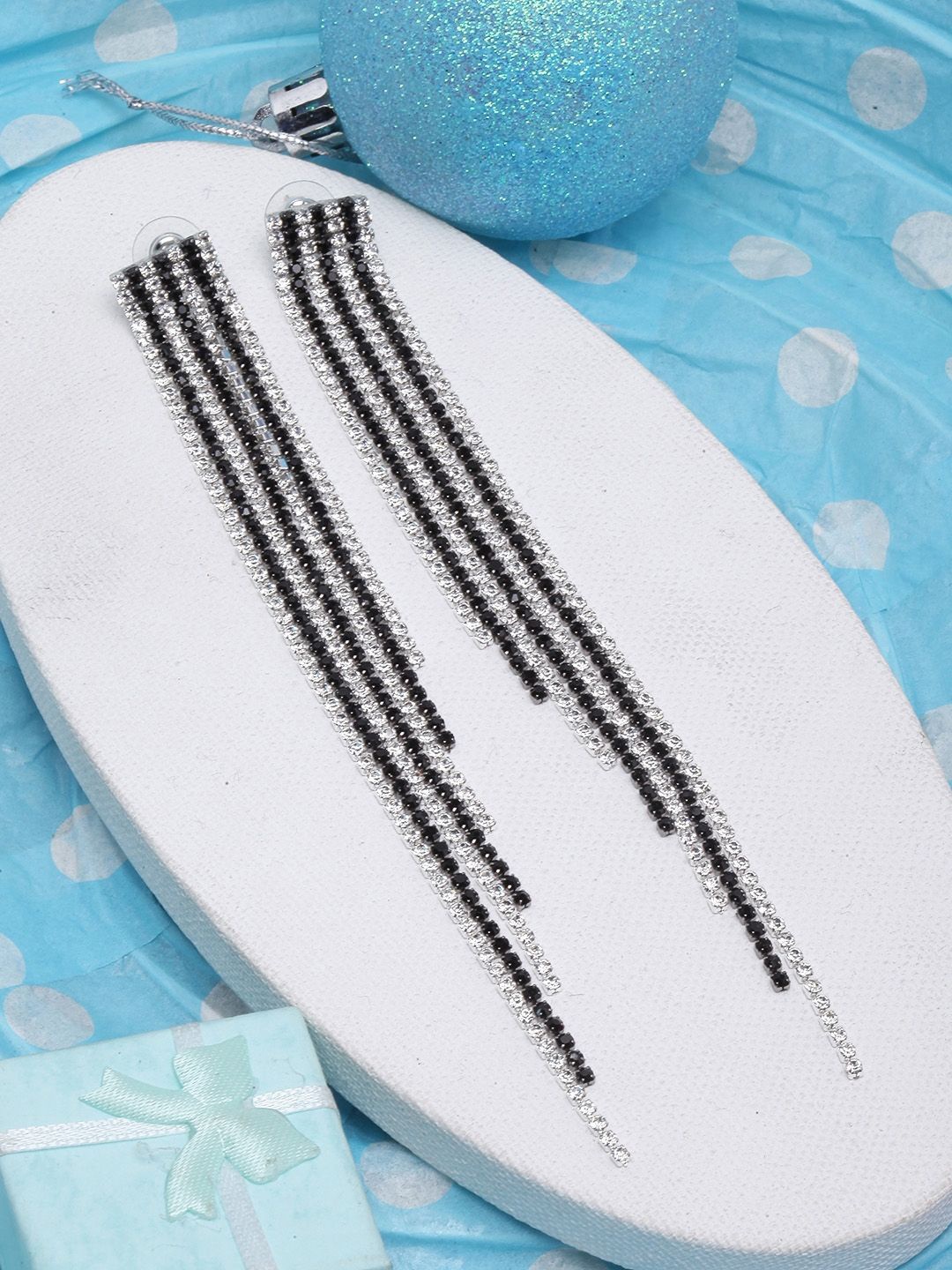 

KPOP Silver Plated Rhinestone Contemporary Drop Earrings