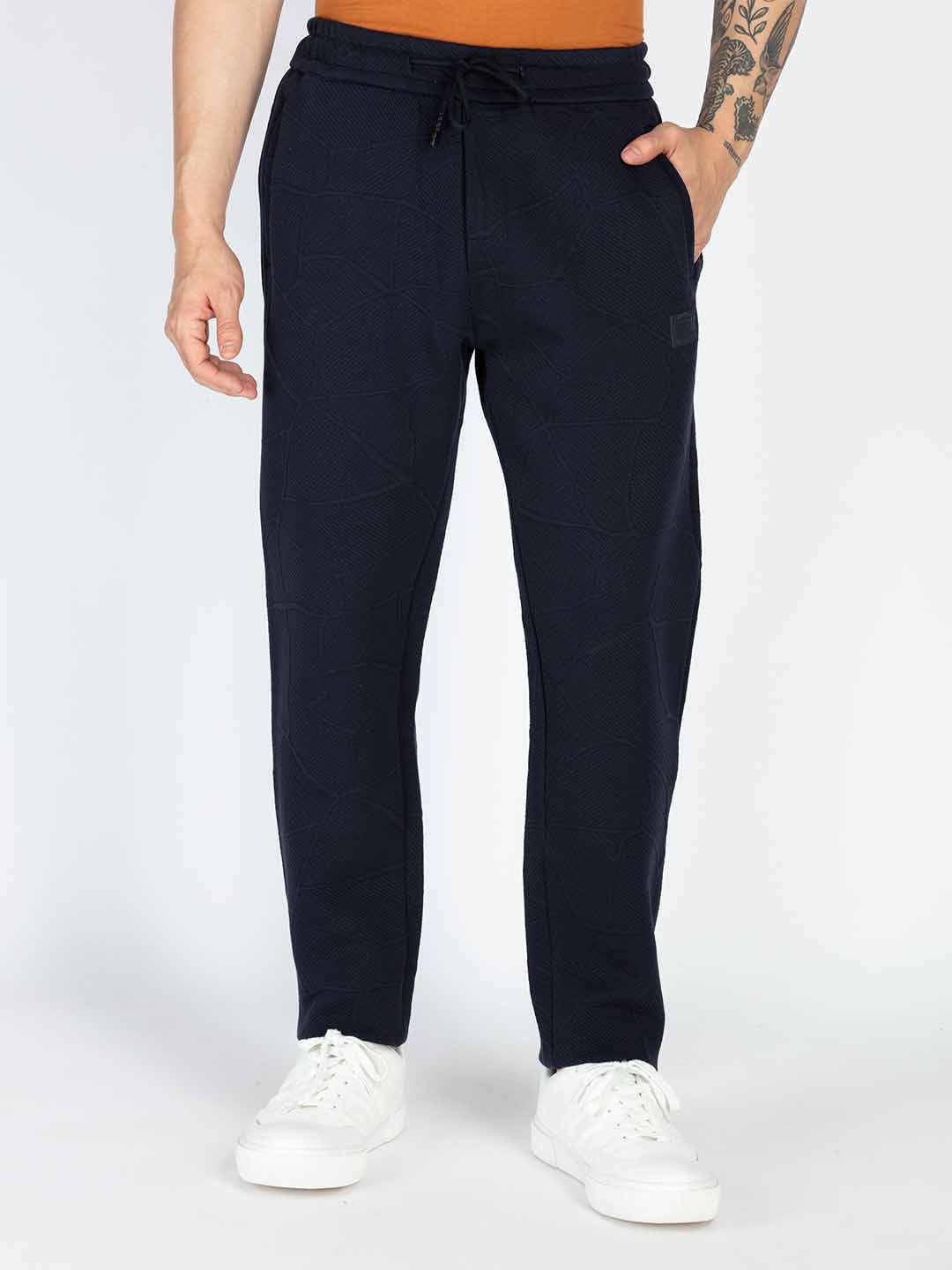 

Status Quo Men Mid-Rise Track Pants, Navy blue