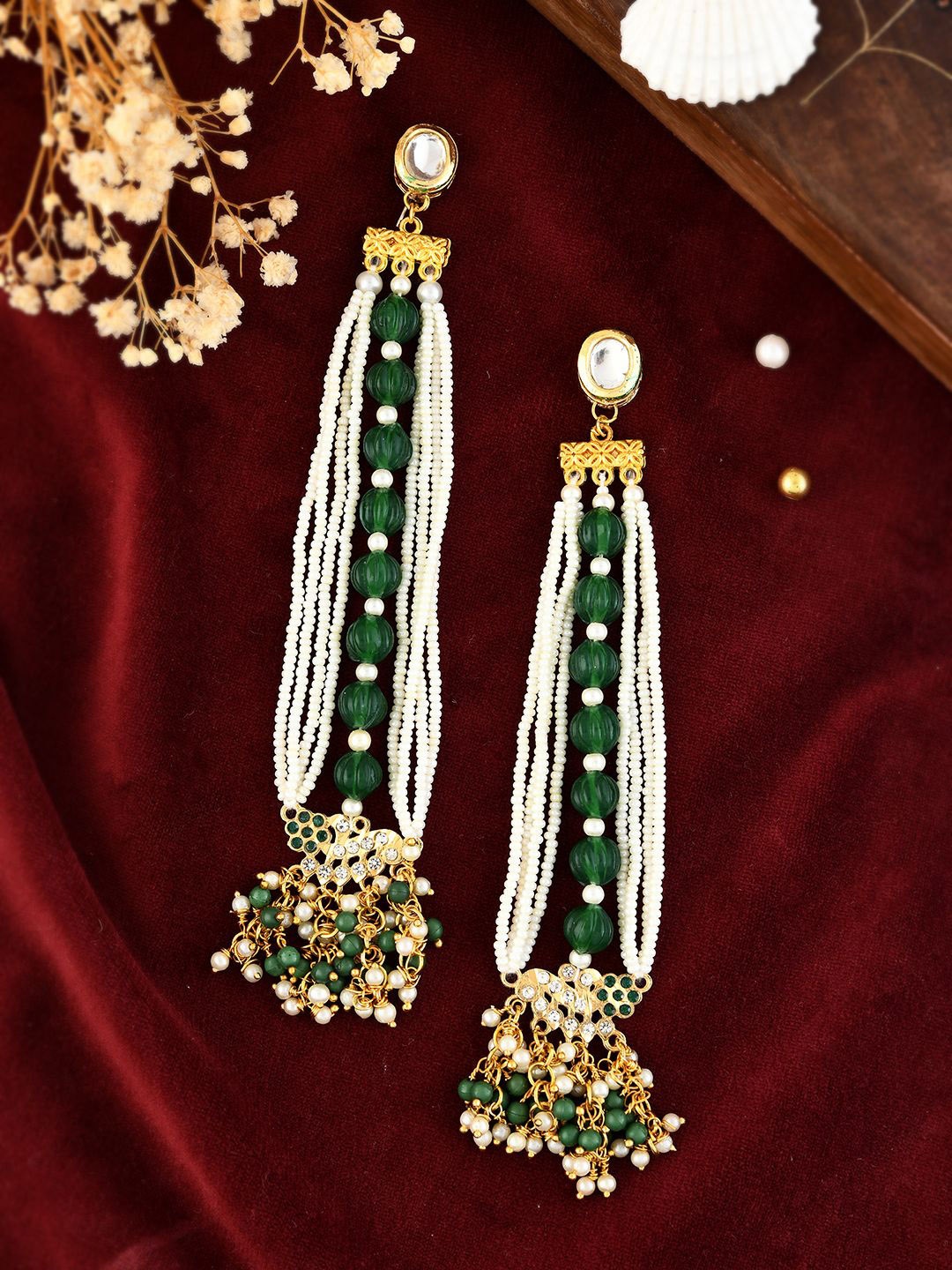 

Silvermerc Designs Gold-Plated Pearls Tasselled Drop Earrings