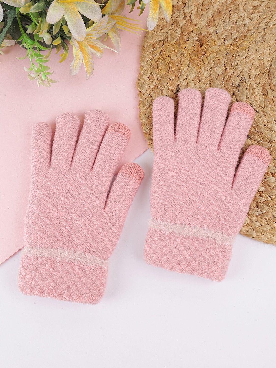 

ELLIS Unisex Patterned Touchscreen Gloves, Pink