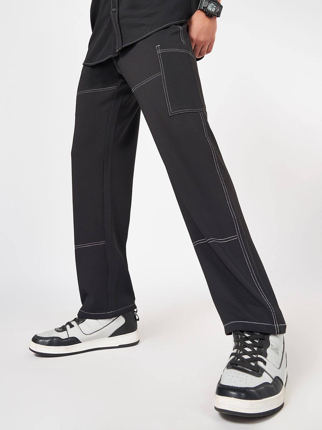 

Street 808 by Pantaloons Men Regular Trousers, Black