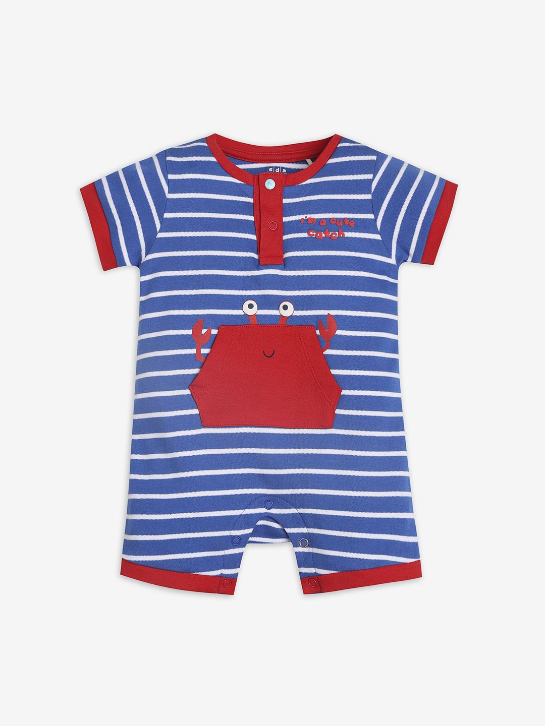

Ed-a-Mamma Baby Infant Boys Striped Cotton Rompers, Blue