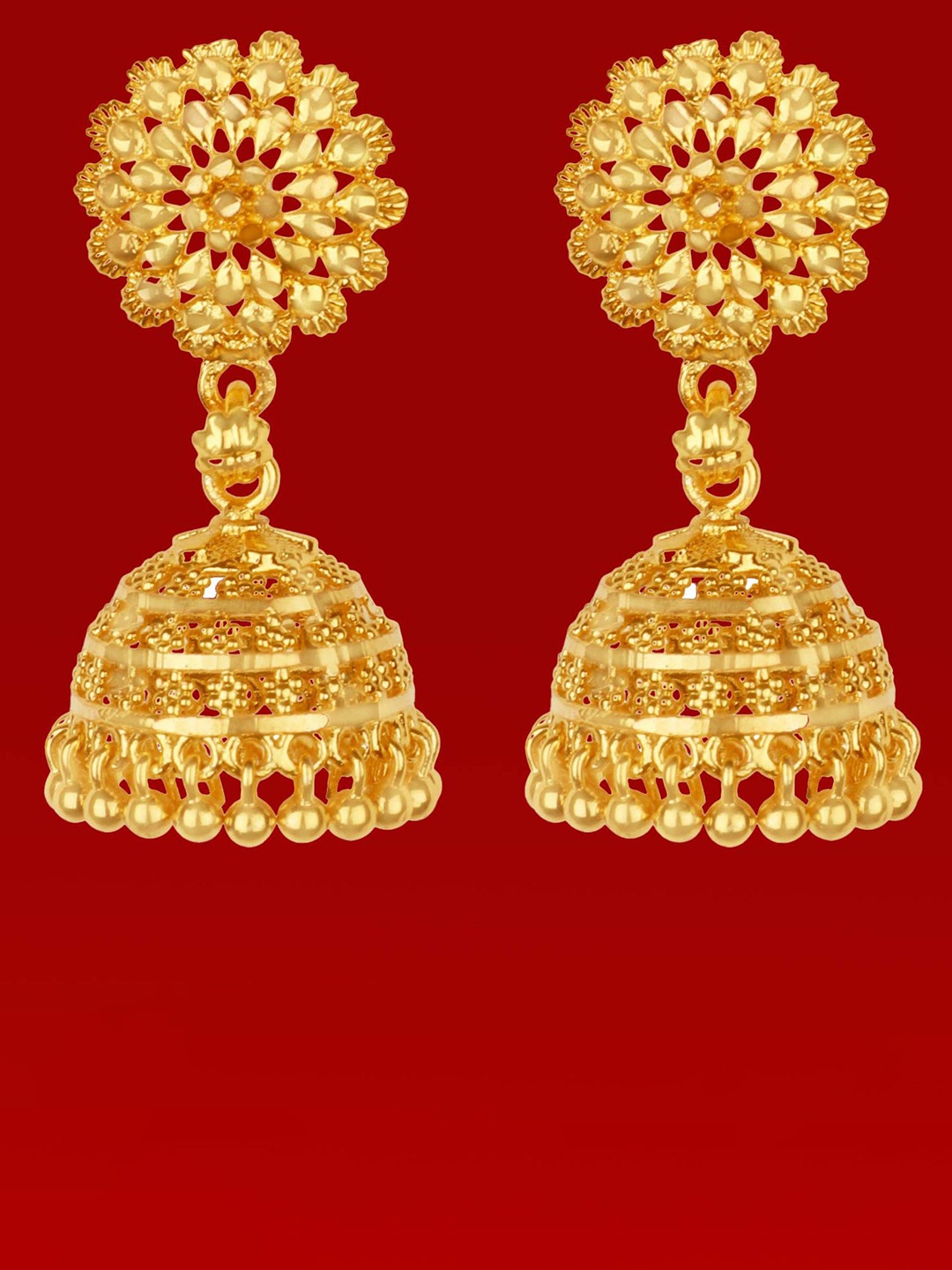 

Heer Collection Contemporary Jhumkas Earrings, Gold