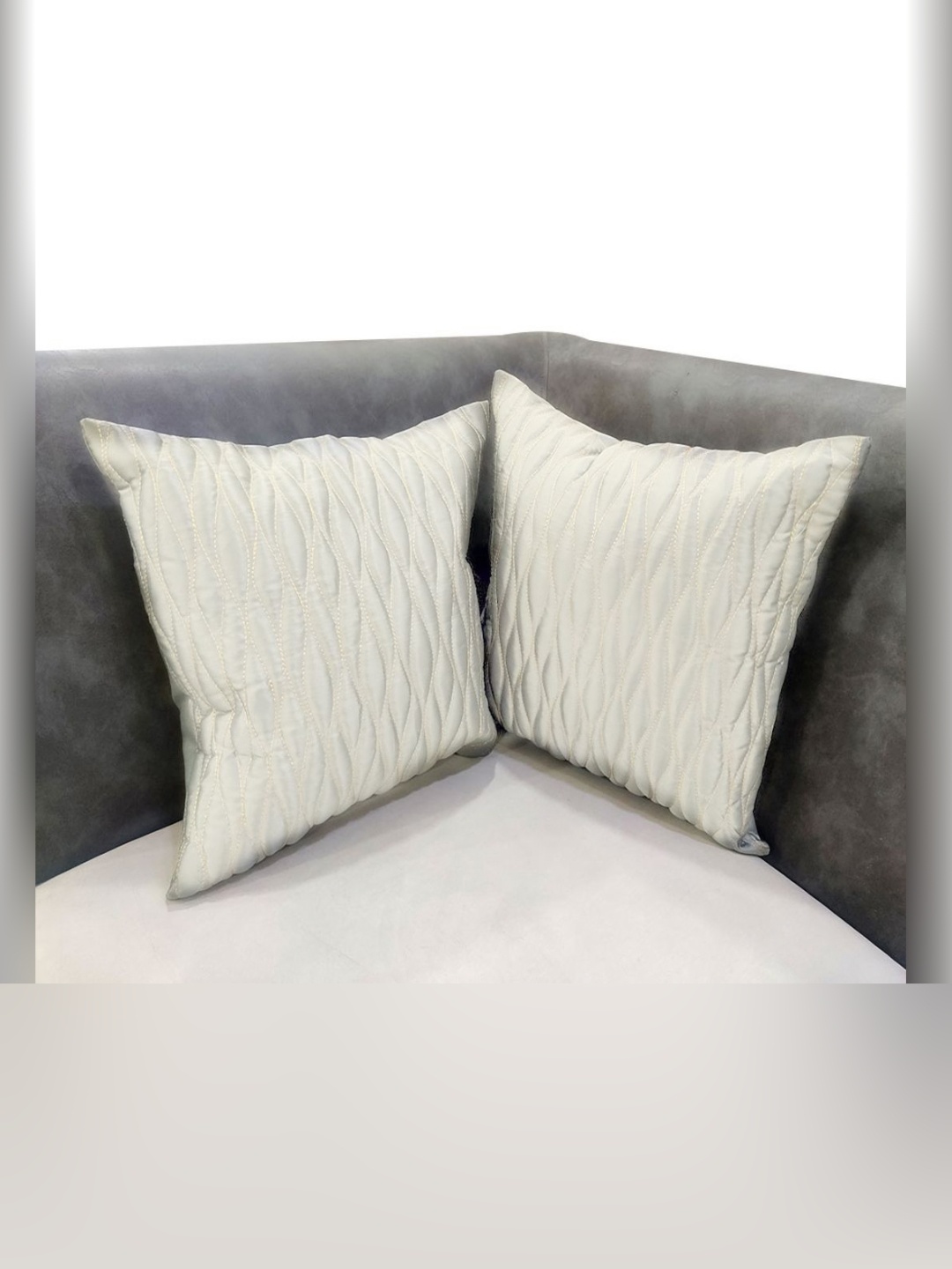 

Good Vibes Cream-Coloured Set of 2 Floral Square Cushion Covers