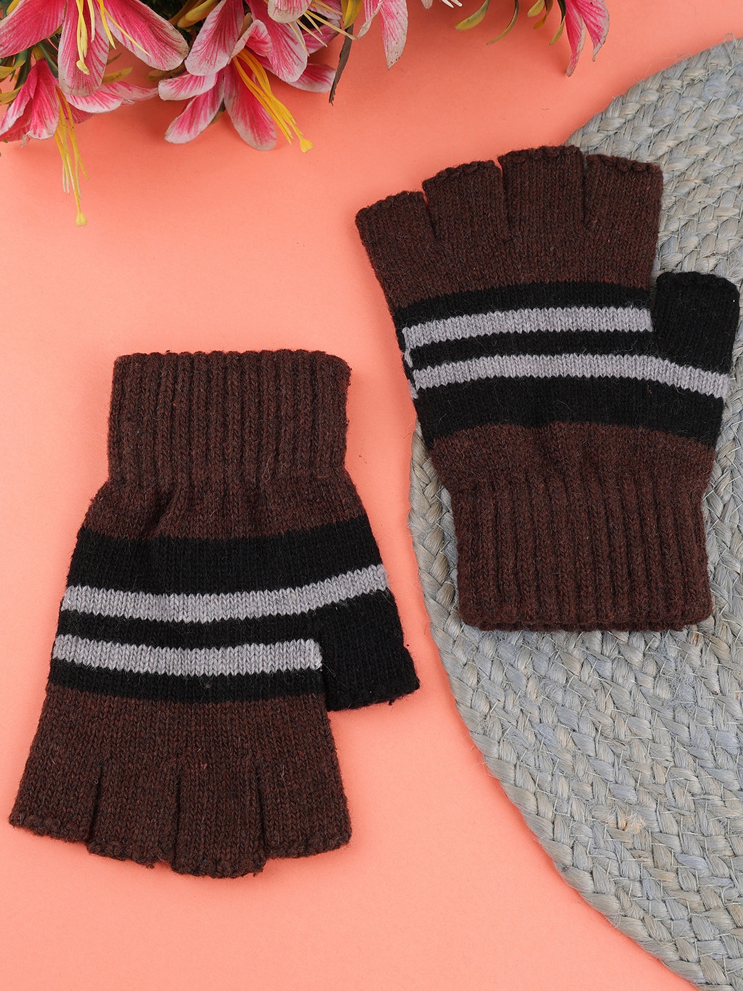 

ELLIS Unisex Patterned Winter Gloves, Brown