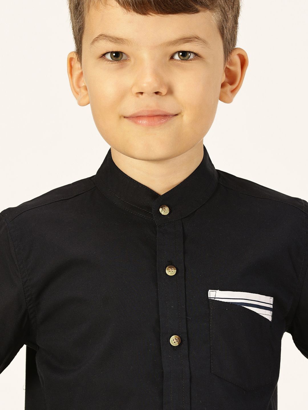 

Killer Boys Premium Band Collar Solid Cotton Casual Shirt, Navy blue