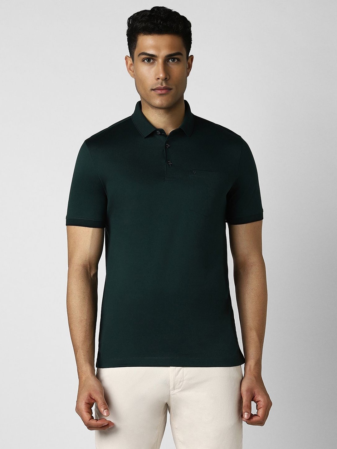 

Van Heusen Men Solid Polo Collar Cotton T-shirt, Green