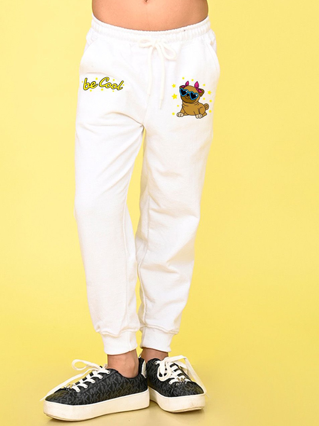

NUSYL Girls Mid Rise Joggers, White