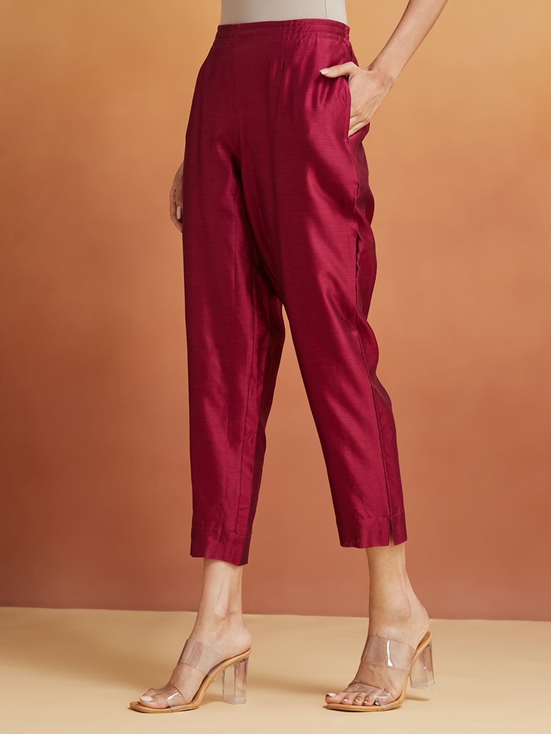 

Fabindia Women Trousers, Maroon