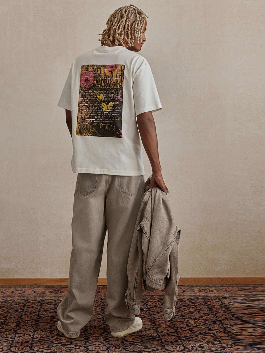 

H&M Printed Pure Cotton Relaxed Fit Tshirts, White