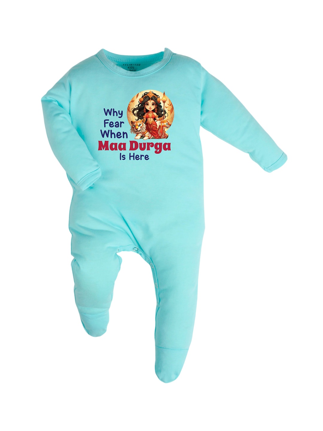 

FFLIRTYGO Infants Printed Cotton Sleepsuit, Turquoise blue