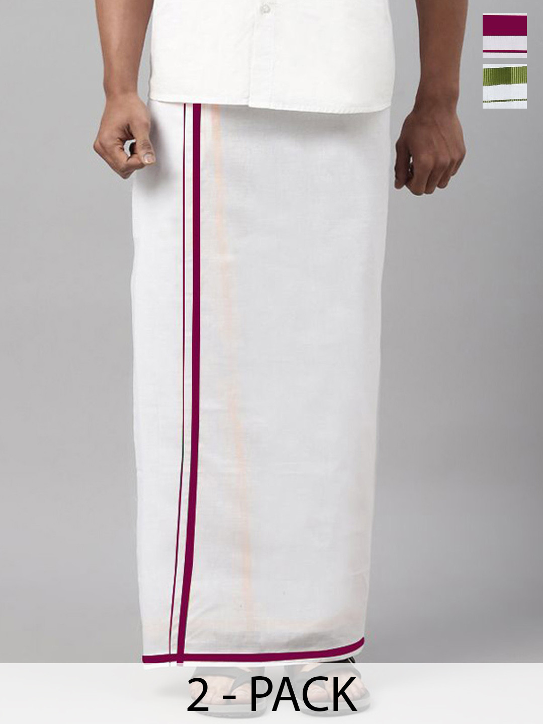 

WHITE HEART Men Pack of 2 Pure Cotton Dhotis