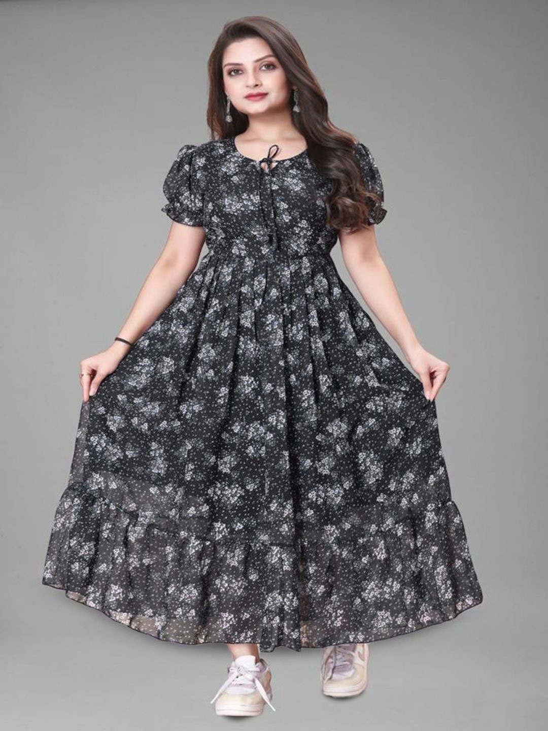 

BAESD Women Floral Print Fit & Flare Dress, Black