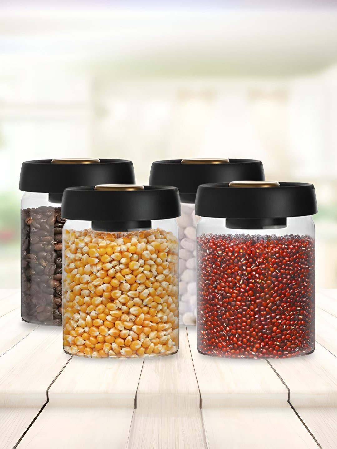 

The Better Home Transparent 4 Pcs Borosilicate Glass Dishwasher Safe Container 900ml