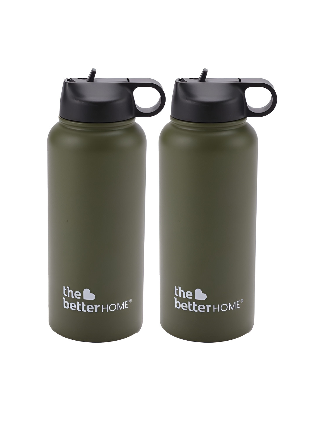 

The Better Home Green & Black 2 Pcs Stainless Steel Double Wall Insulation Water Bottle 1L