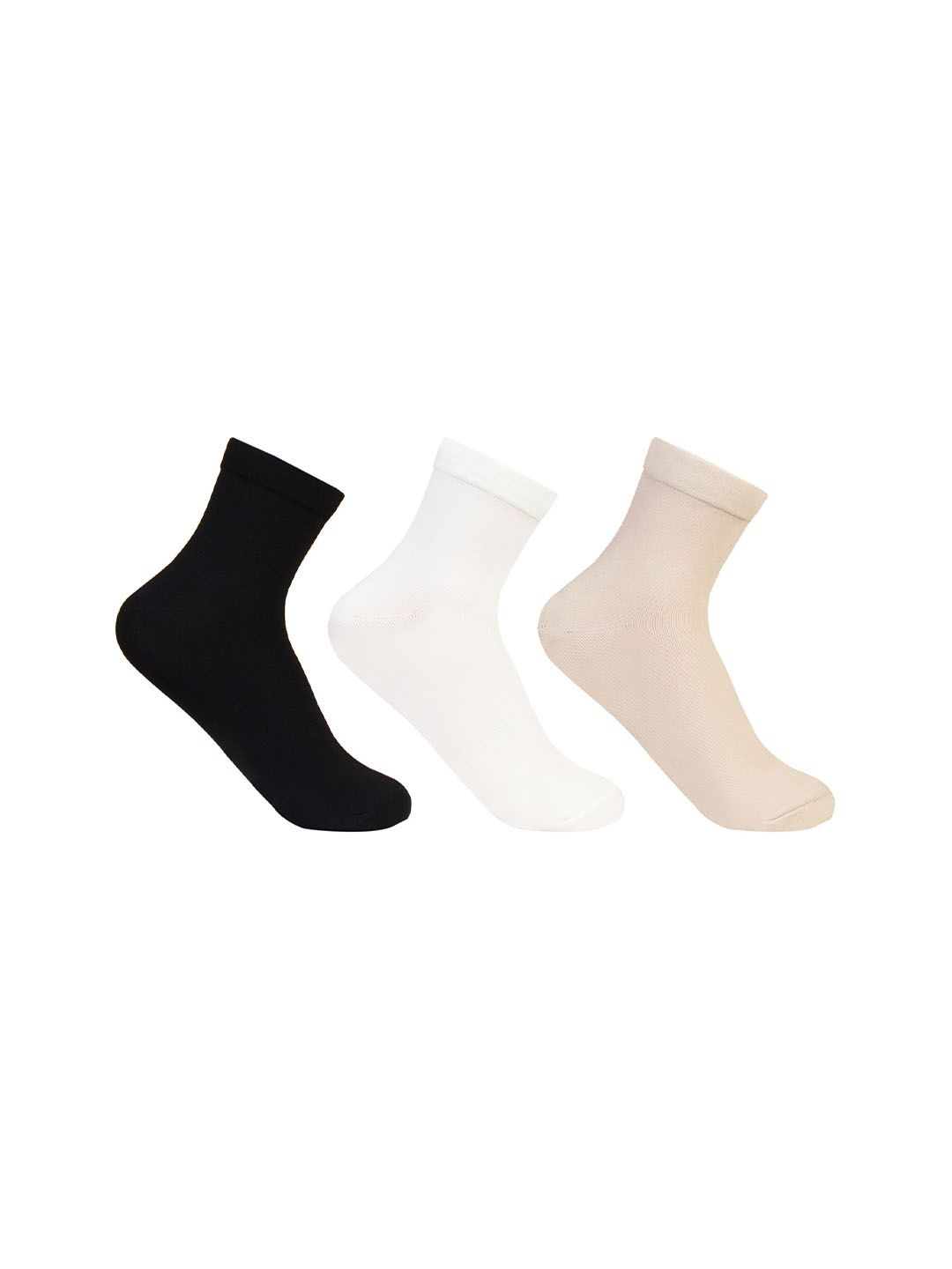 

Bonjour Women Pack Of 3 Assorted Ankle Length Socks, Beige