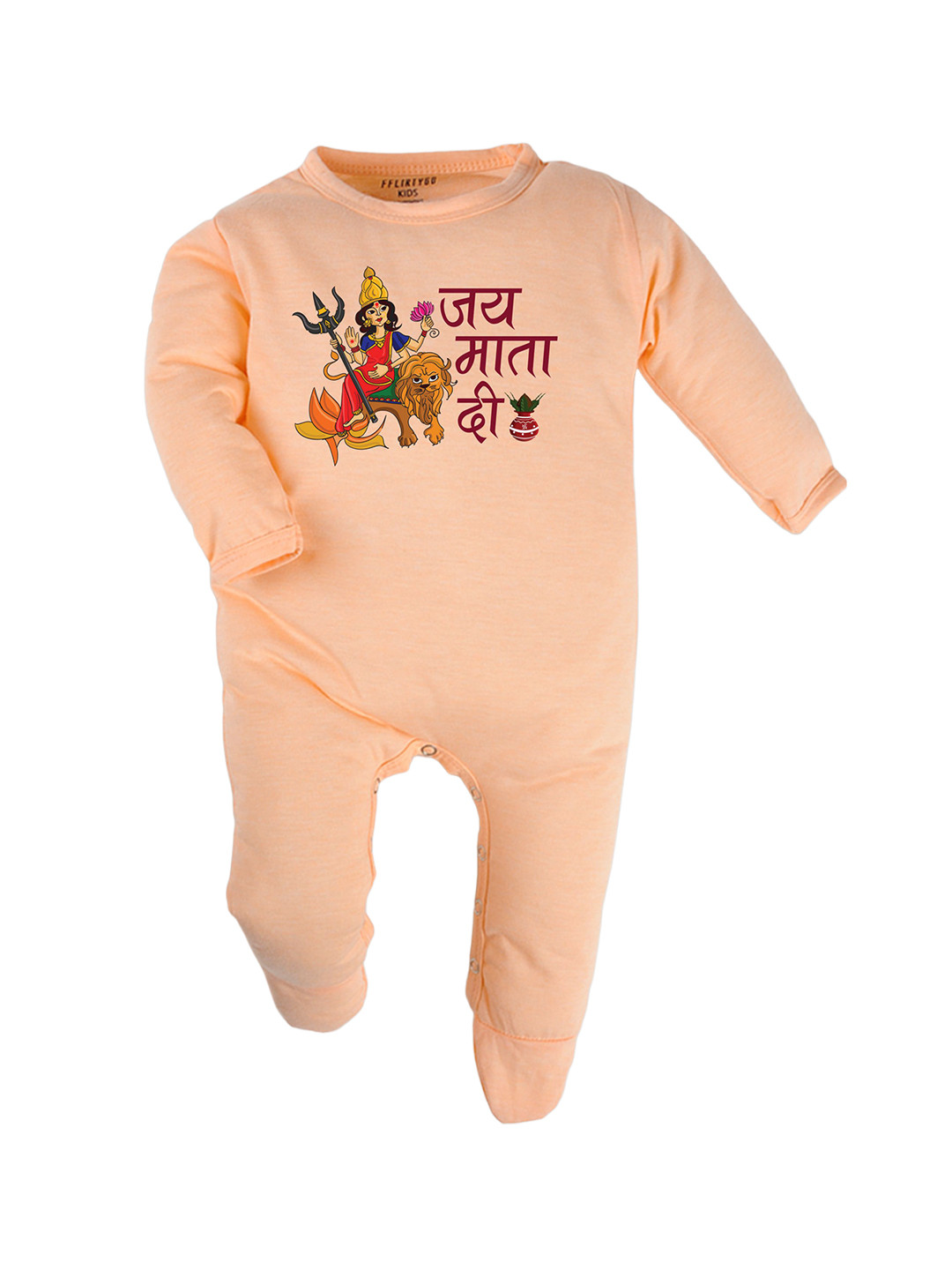 

FFLIRTYGO Infants Printed Cotton Sleepsuits, Peach
